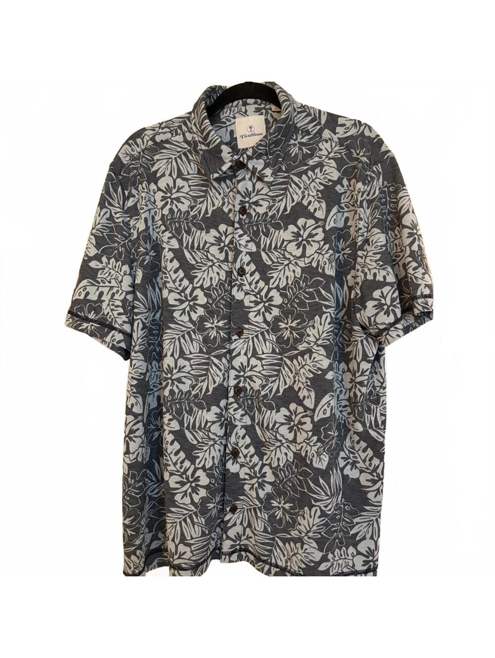 Caribbean Gray Floral Button Down Shirt